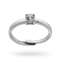 ANELLO SOLITARIO A GRIFFE CON ZIRCONE BIANCO MM 4 IN ARGENTO 925 RODIATO