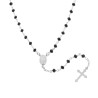 COLLANA ROSARIO CM 50 CON GRANI IN CRYSTAL COLORE NERO MM 3.5 IN ARGENTO 925 GALVANICA RODIO