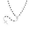 COLLANA ROSARIO CM 50 CON GRANI IN CRYSTAL COLORE NERO MM 3.5 IN ARGENTO 925 GALVANICA RODIO