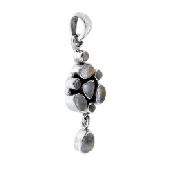 CIONDOLO ETNICO THAILANDESE CON PIETRE QUARZO RUTILATO IN ARGENTO 925