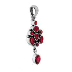 CIONDOLO ETNICO CON PIETRE GRANATO IN ARGENTO 925