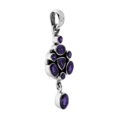 CIONDOLO ETNICO THAILANDESE CON PIETRE TANZANITE IN ARGENTO 925