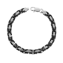 BRACCIALE CATENA BIZANTINA COLORE NERO IN ACCIAIO