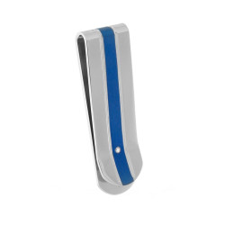 FERMASOLDI CON CRYSTAL BIANCO COLORE ACCIAIO E BLU IN ACCIAIO