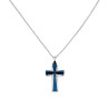 COLLANA CON PENDENTE A FORMA DI CROCE COLORE ACCIAIO E BLU IN ACCIAIO