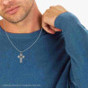 COLLANA CATENA FORZATINA DIAMANTATA CON PENDENTE A FORMA DI CROCE IN ACCIAIO