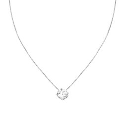 COLLANA CATENA VENEZIANA CM 42 CON PUNTO LUCE A GRIFFE ZIRCONE BIANCO MM 7 IN ARGENTO 925 GALVANICA RODIO