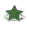 ANELLO STELLA CON CUBIC ZIRCONIA VERDE SMERALDO CON GAMBO PALLINATO IN ARGENTO 925 GALVANICA RODIO