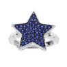 ANELLO STELLA CON CUBIC ZIRCONIA BLU ZAFFIRO CON GAMBO PALLINATO IN ARGENTO 925 GALVANICA RODIO