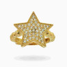 ANELLO CHEVALIER CON STELLA E ZIRCONI BIANCHI IN ARGENTO 925 GALVANICA ORO