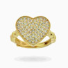 ANELLO CHEVALIER CON CUORE E ZIRCONI BIANCHI IN ARGENTO 925 GALVANICA ORO