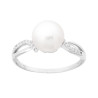 ANELLO CON PERLA BIANCA MM 8 E ZIRCONI BIANCHI IN ARGENTO 925 GALVANICA RODIO