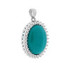 CIONDOLO OVALE TURCHESE CONTORNATO DA CUBIC ZIRCONIA BIANCHI IN ARGENTO 925 GALVANICA RODIO