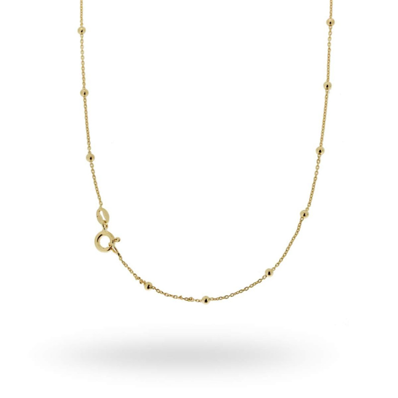CATENA FORZATINA CM 40 ALTERNATA CON PALLINE LISCE MM 2.5 IN ARGENTO 925 GALVANICA ORO