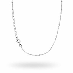 CATENA FORZATINA CM 40+5 ALTERNATA CON PALLINE DIAMANTATE MM 2.5 IN ARGENTO 925 RODIATO