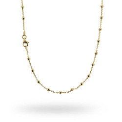 CATENA FORZATINA CM 50 ALTERNATA CON PALLINE LISCE MM 3 IN ARGENTO 925 GALVANICA ORO