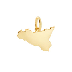 CIONDOLO CON SAGOMA PLAIN A FORMA DI SICILIA MM 14X20 IN ARGENTO 925 GALVANICA ORO