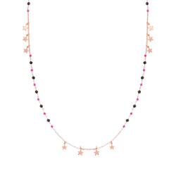 COLLANA LUNGA CON CATENA ROLO CON CRYSTAL MULTICOLOR CON STELLE IN ARGENTO 925 GALVANICA ROSA