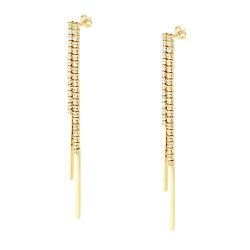 ORECCHINI TENNIS DOPPIO FILO CON ZIRCONI BIANCHI IN ARGENTO 925 GALVANICA ORO