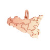 CIONDOLO CON SAGOMA PLAIN A FORMA DI SICILIA MM 21X30 CON INCISIONE PROVINCE IN ARGENTO 925 GALVANICA ROSA