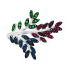 ANELLO RAMO CON FOGLIE CUBIC ZIRCONIA SMERALDO RUBINO E ZAFFIRO SU BASE RUTENIO IN ARGENTO 925 GALVANICA RODIO