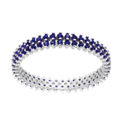 ANELLO ETERNITY VERETTA CON CUBIC ZIRCONI BLU ZAFFIRO IN ARGENTO 925 GALVANICA RODIO