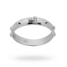 ANELLO ROSARIO CON CROCE FRANCESCANA TAO E ZIRCONI BIANCHI IN ARGENTO 925 RODIATO