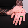 ANELLO FASCIA FASCIONE CON CUBIC ZIRCONIA VERDE SMERALDO IN ARGENTO 925 GALVANICA RUTENIO