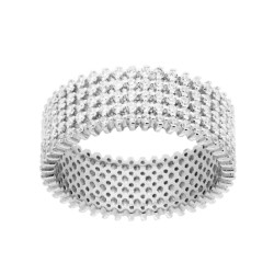 ANELLO FASCIA FASCIONE A CINQUE FILI CON ZIRCONI BIANCHI IN ARGENTO 925 GALVANICA RODIO