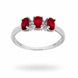 ANELLO TRILOGY CON ZIRCONI ROSSO RUBINO E BIANCHI IN ARGENTO 925 GALVANICA RODIO