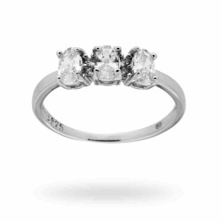 ANELLO TRILOGY CON ZIRCONI BIANCHI IN ARGENTO 925 RODIATO