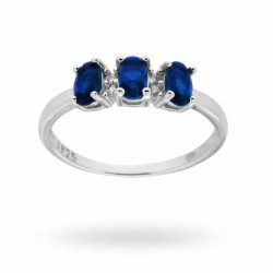 ANELLO TRILOGY CON ZIRCONI BLU ZAFFIRO E BIANCHI IN ARGENTO 925 RODIATO