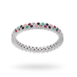 ANELLO ETERNITY VERETTA CON ZIRCONI MULTICOLOR IN ARGENTO 925 GALVANICA RODIO