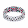 ANELLO FASCIA FASCIONE A SEI FILI CON ZIRCONI MULTICOLOR IN ARGENTO 925 GALVANICA RODIO