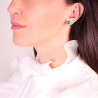 ORECCHINI GOCCIA CON ZIRCONE VERDE SMERALDO CONTORNATO CON ZIRCONI BIANCHI IN ARGENTO 925 GALVANICA RODIO
