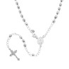 COLLANA ROSARIO CM 50 CON GRANI A PALLINA DIAMANTATA MM 4 IN ARGENTO 925 GALVANICA RODIO