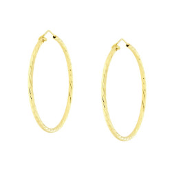 ORECCHINI A CERCHIO DIAMANTATO MM 42 CON CANNA MM 2 IN ARGENTO 925 GALVANICA ORO