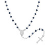 COLLANA ROSARIO CM 50 CON GRANI IN CRYSTAL COLORE BLU AVION MM 3.5 IN ARGENTO 925 GALVANICA RODIO