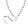COLLANA ROSARIO CM 50 CON GRANI IN CRYSTAL COLORE BLU AVION MM 3.5 IN ARGENTO 925 GALVANICA RODIO