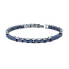 BRACCIALE UOMO MAGLIA IMPERNIATA IN CERAMICA BLU IN ACCIAIO