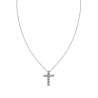 COLLANA CON CATENA FORZATINA DIAMANTATA E CROCE PENDENTE IN ACCIAIO