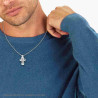 COLLANA CON PENDENTE A FORMA DI CROCE COLORE ACCIAIO IN ACCIAIO