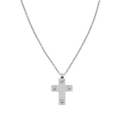 COLLANA CATENA FORZATINA CON CROCE CON VITI IN ACCIAIO