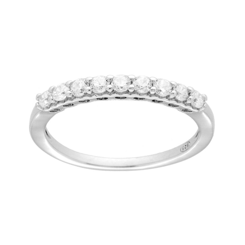 ANELLO VERETTA CON CUBIC ZIRCONIA BIANCHI MM 2.4 SU MONTATURA A CUORE IN ARGENTO 925 GALVANICA RODIO