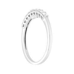 ANELLO VERETTA CON CUBIC ZIRCONIA BIANCHI MM 2.4 SU MONTATURA A CUORE IN ARGENTO 925 GALVANICA RODIO