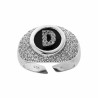 ANELLO FASCIONE ZIRCONI BIANCHI CON LETTERA ZIRCONI BIANCHI SU FONDO NERO IN ARGENTO 925 GALVANICA RODIO