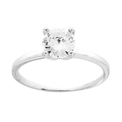 ANELLO SOLITARIO CON CUBIC ZIRCONIA BIANCO MM 6 IN ARGENTO 925 GALVANICA RODIO