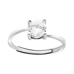 ANELLO SOLITARIO CON CUBIC ZIRCONIA BIANCO MM 6 IN ARGENTO 925 GALVANICA RODIO
