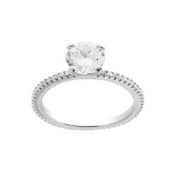 ANELLO SOLITARIO A GRIFFE CON ZIRCONE BIANCO MM 7 IN ARGENTO 925 GALVANICA RODIO