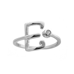 ANELLO LETTERA INIZIALE IN CORSIVO CON PUNTO LUCE ZIRCONE BIANCO IN ARGENTO 925 GALVANICA RODIO